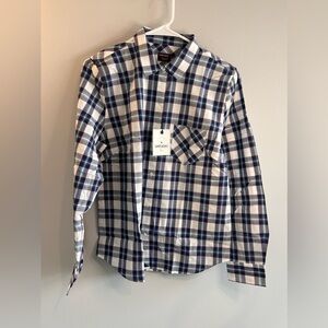 Untuck It Womens 100% Cotton Belleza Gingham Collared Shirt Size 8 NWT